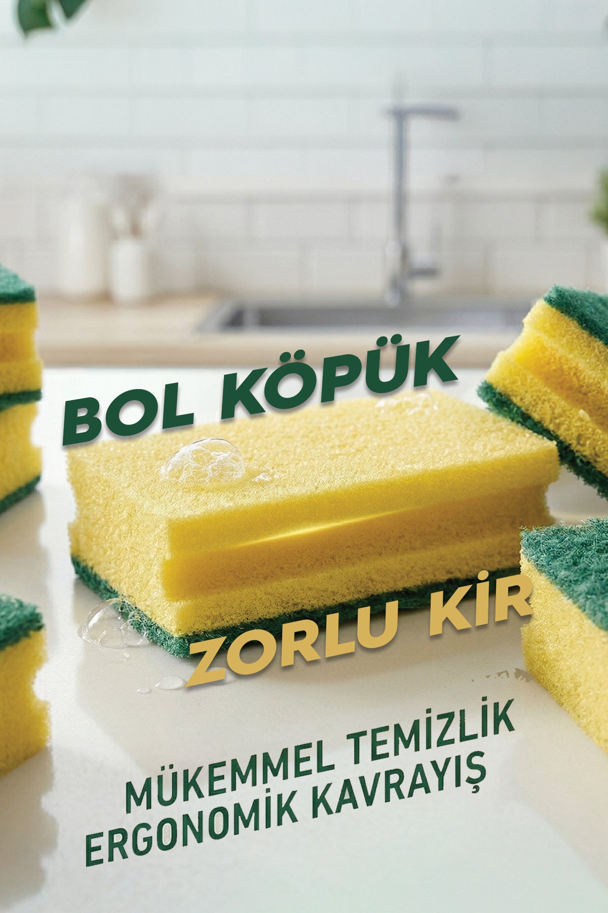 Green Sponge Corrugated Dish Sponge