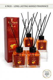 Premium Reed Diffuser 4x120ml, Long-Lasting Scent - Mango