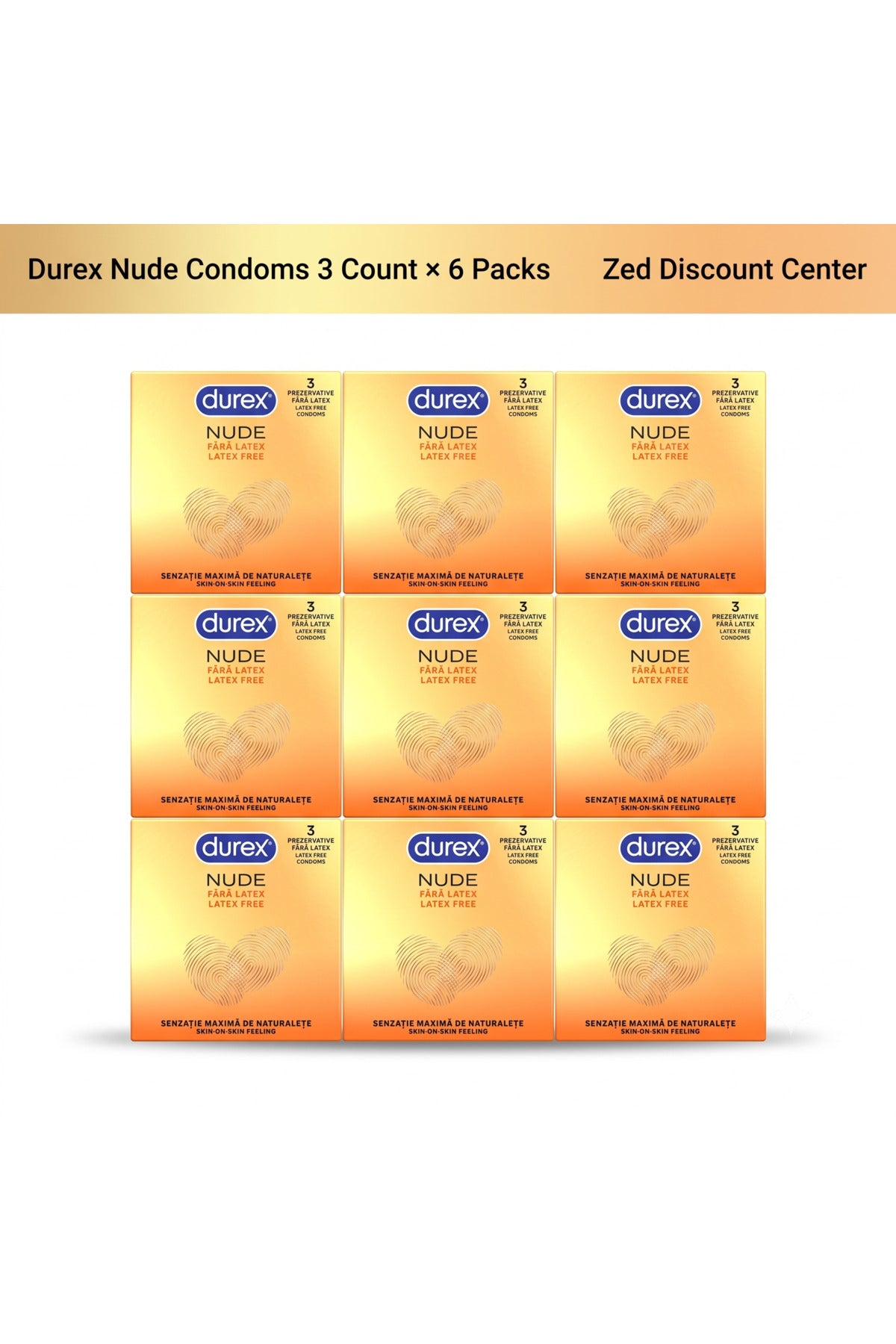 Nude Condoms 3 Count × 6 Packs