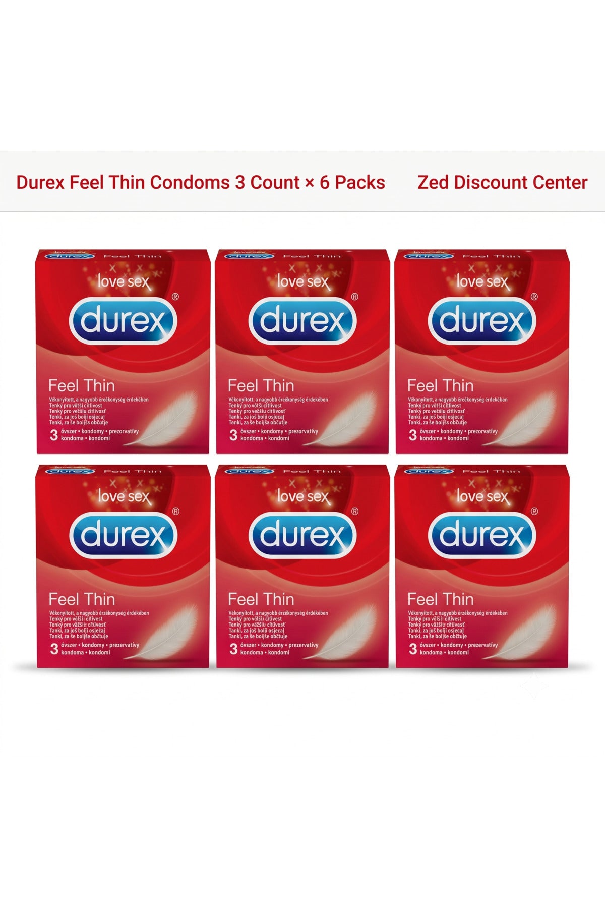 Feel Thin Condoms 3 Count × 6 Packs