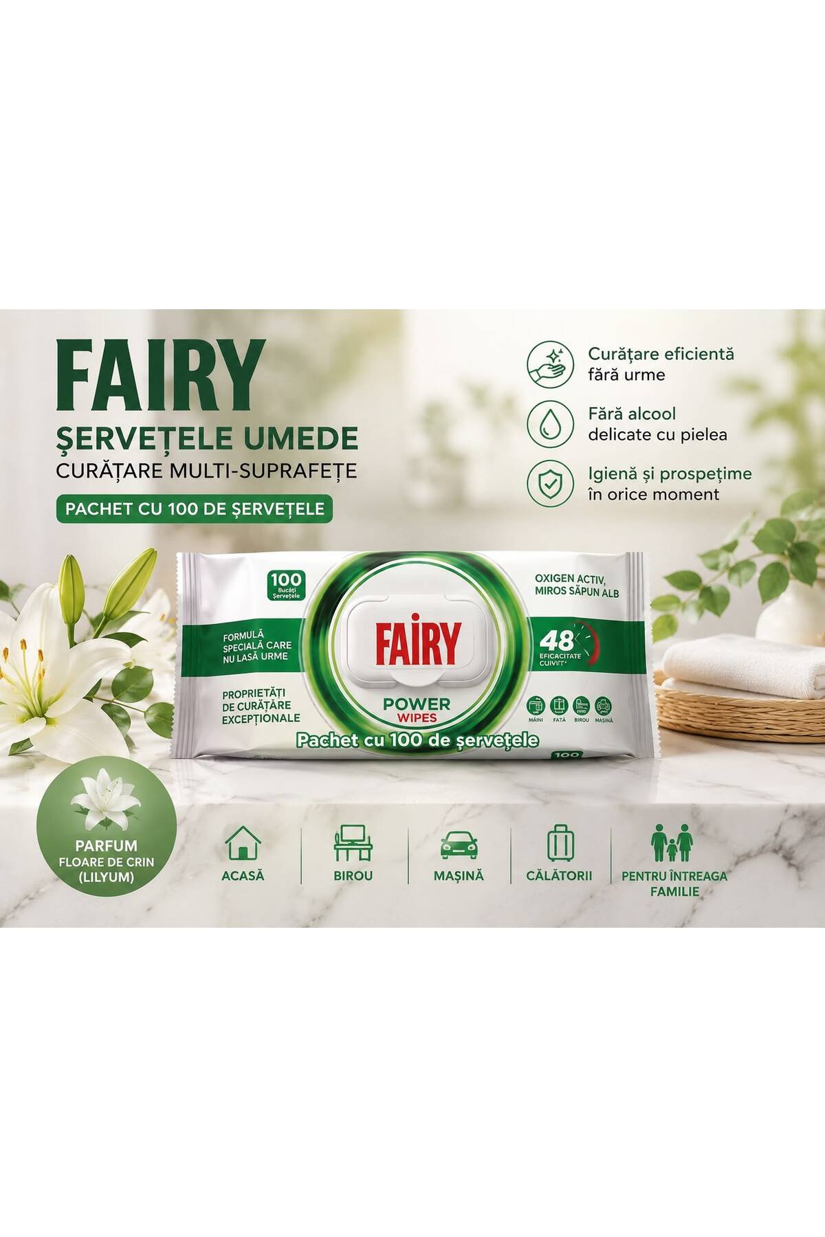 POWER WET WIPES 100 PCS