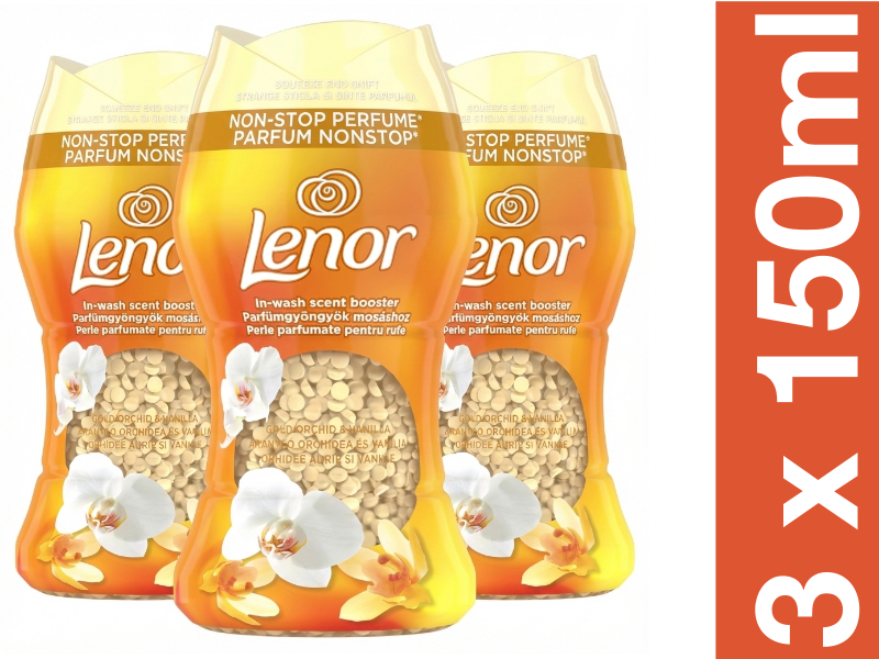 LENOR Gold Orchid&Vanilla, scented laundry pearls, 3 x150 g pack