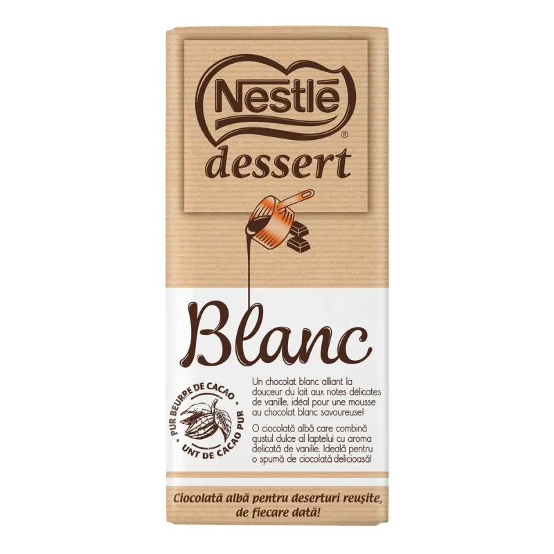 Nestle dessert Ciocolata Alba pentru Deserturi 170 g