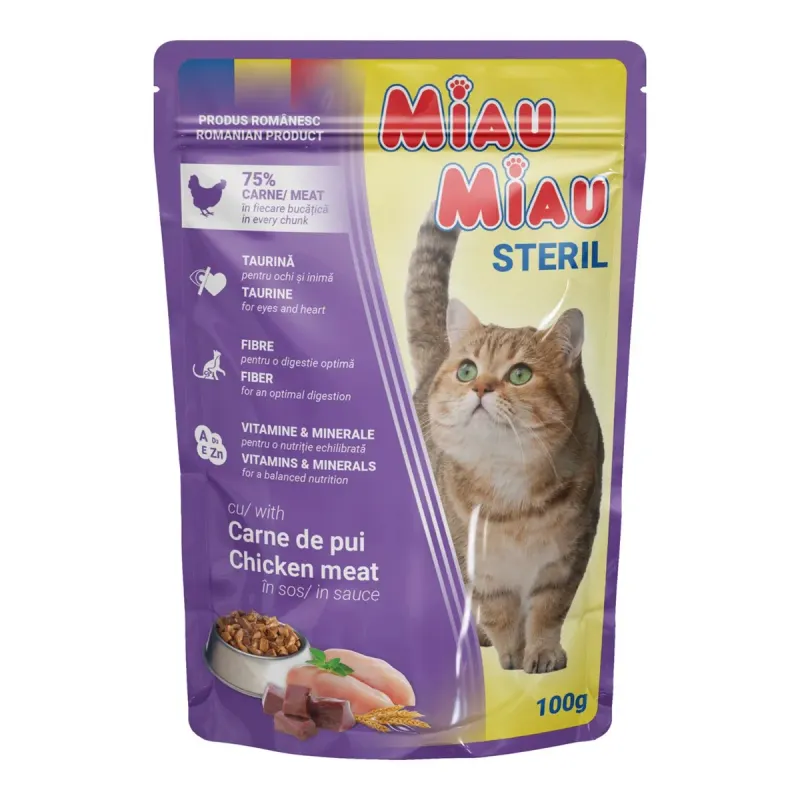 MIAU MIAU Hrana Umeda pentru Pisici Sterilizate 100 g