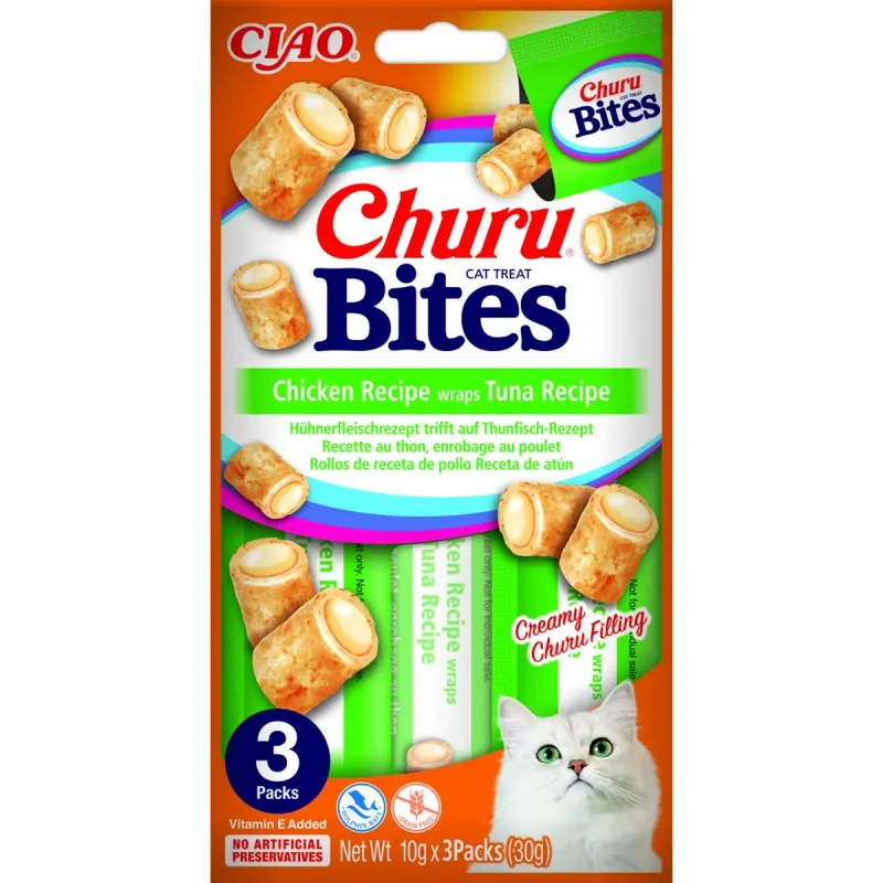 Churu Bites 3 Recompense Pisici Ton 30 g