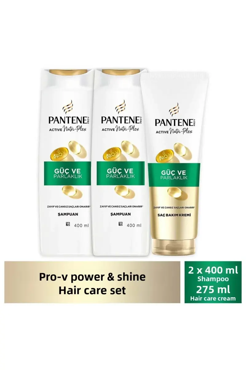 Care Set for Weak and Dull Hair, Strength & Shine Shampoo 400ml X 2, Conditioner 275ml