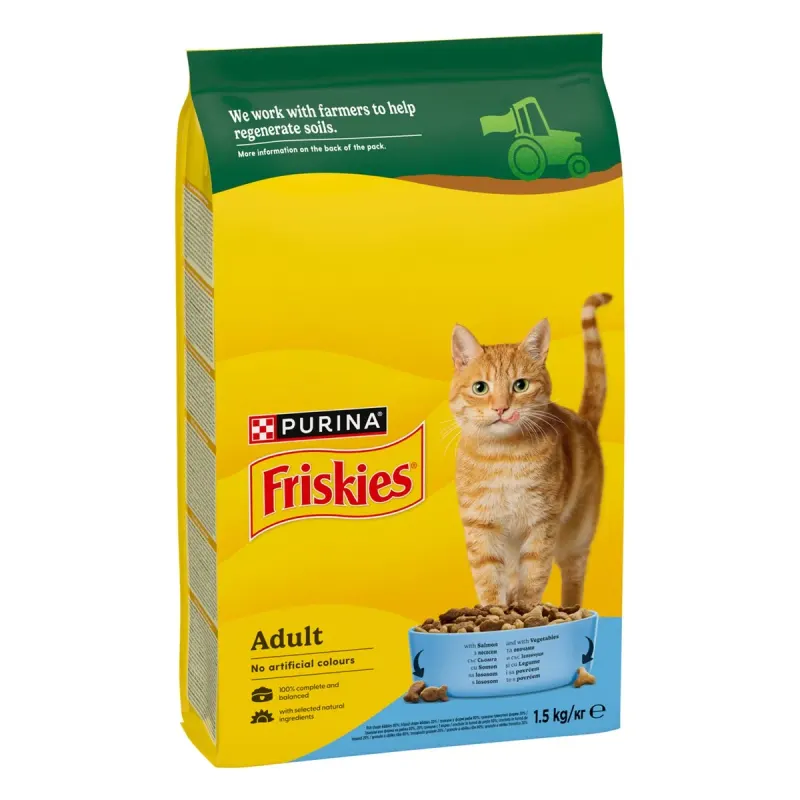 Friskies Cat Hrană Uscată Somon & Legume 1,5 Kg