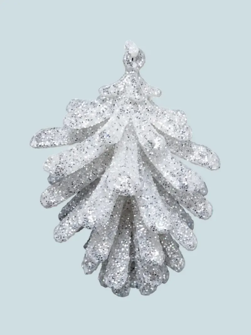 Decoratiune Con cu Glitter Alb 9 x 8 x 7 cm