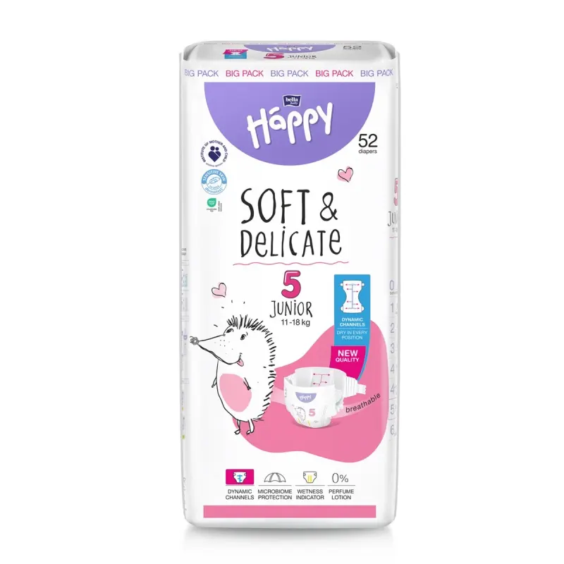 HAPPY Soft & Delicate Junior 52 bucati Scutece Nr. 5