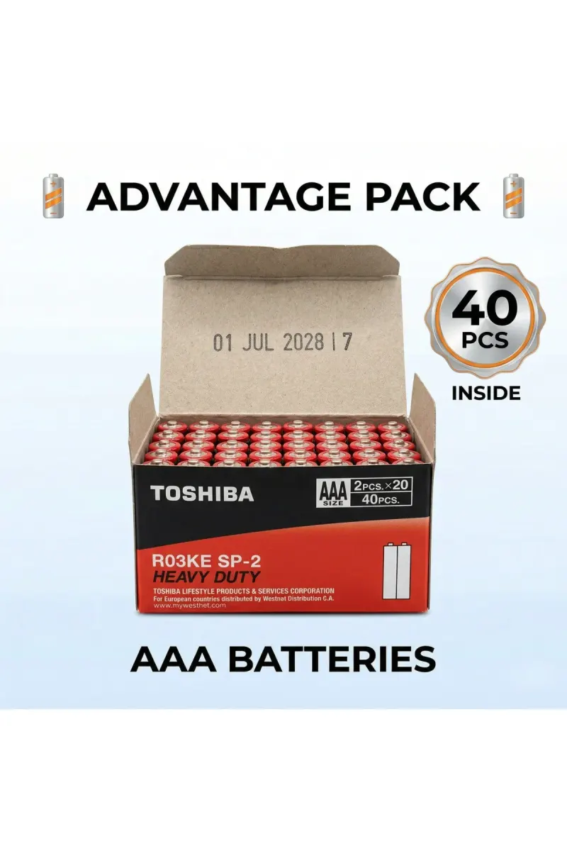 AAA R03 Battery 40 Pack Heavy Duty Long Lasting Power Value Box