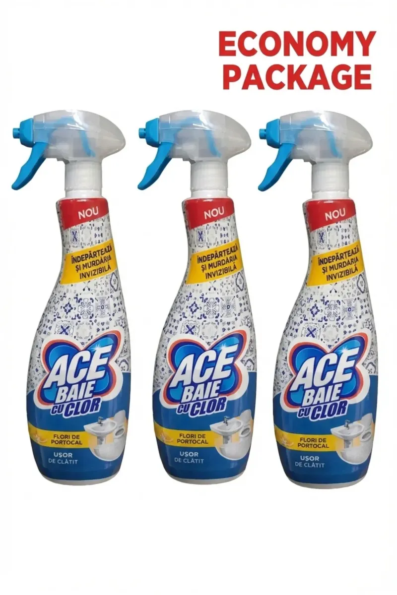 Spray, anti-limescale solution, for bathroom, with chlorine, 3 x 650 ml