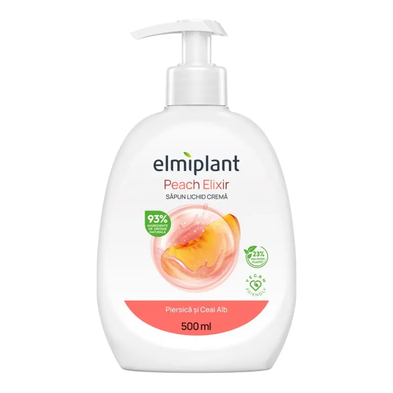elmiplant Sapun Lichid Piersică și Ceai Alb 500 ml
