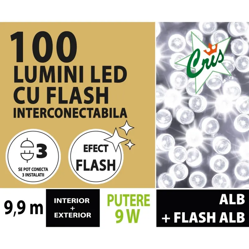CRIS Instalatie 100 Led-Uri 9.9M Lumina Alba Rece Deee 0.65 Lei