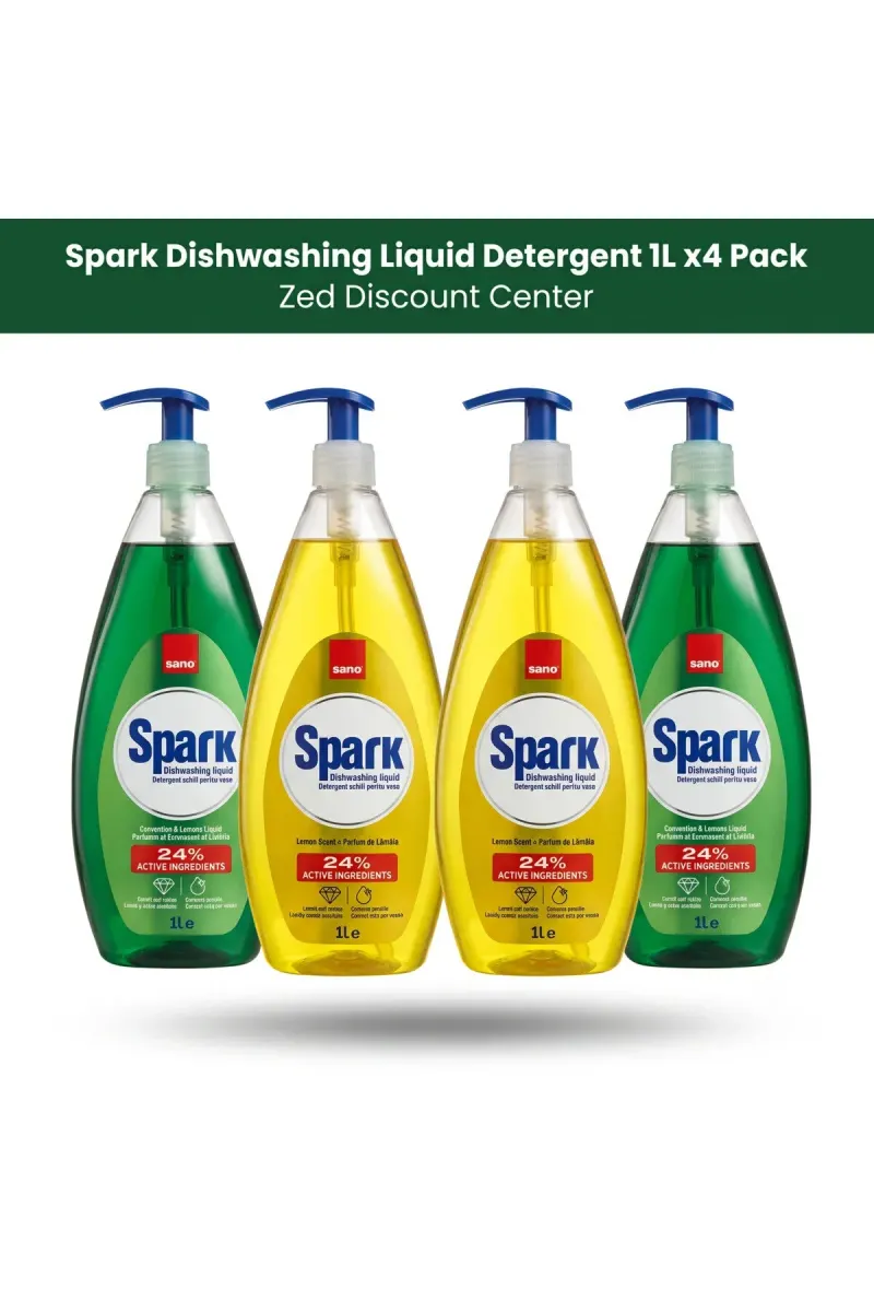 Sano Dishwashing Liquid Detergent 1L x4 Pack (2x Classic 2x Lemon)