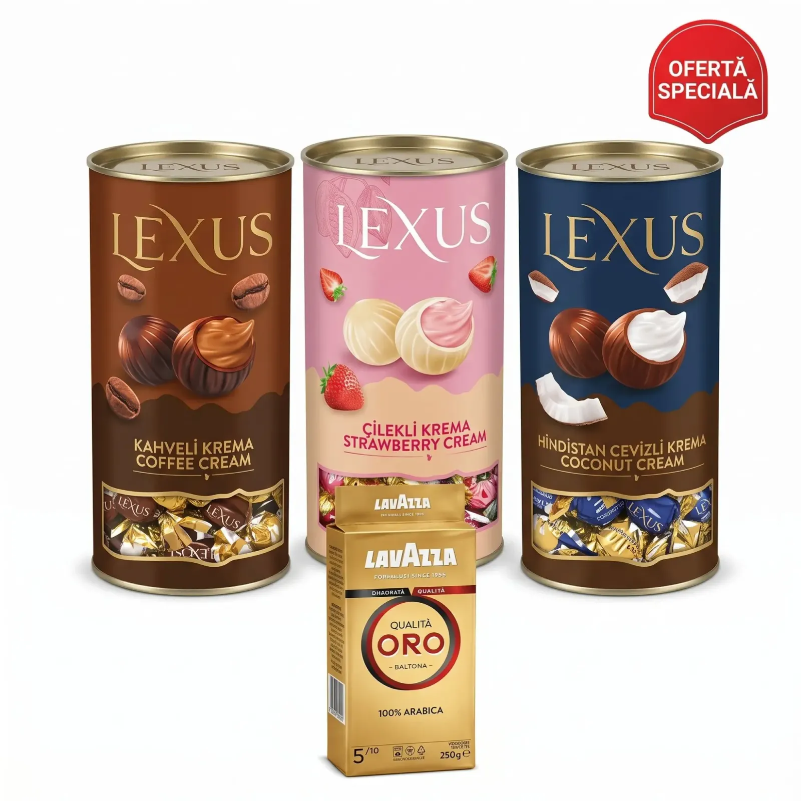 Lavazza Qualità Oro Coffee 250g & Lexus Premium Chocolates Bundle (3x500g)
