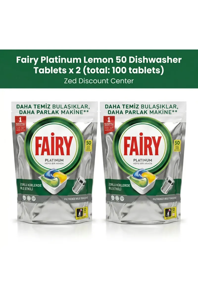 Platinum Lemon 50 Dishwasher Tablets x 2 Pack