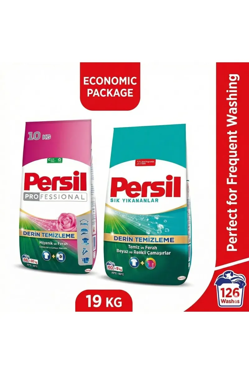 Pack: Color and White 9kg + Professional Rose Powder Laundry Detergent 10kg