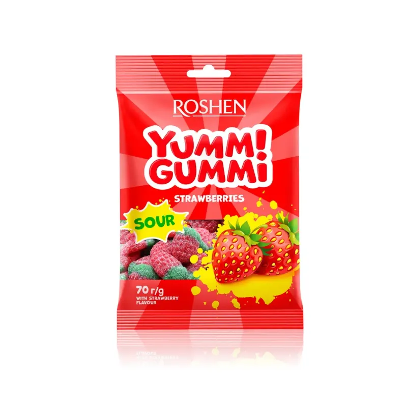 ROSHEN YUMMI GUMMI Jeleuri Capsuni 70 g