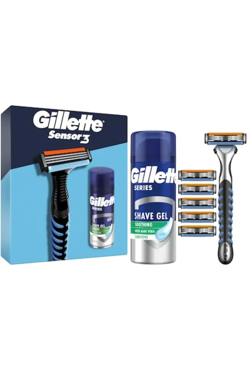 Gift Set Sensor3: Razor + 5 Spare Blades + Sensitive Shaving Gel, 75 ml