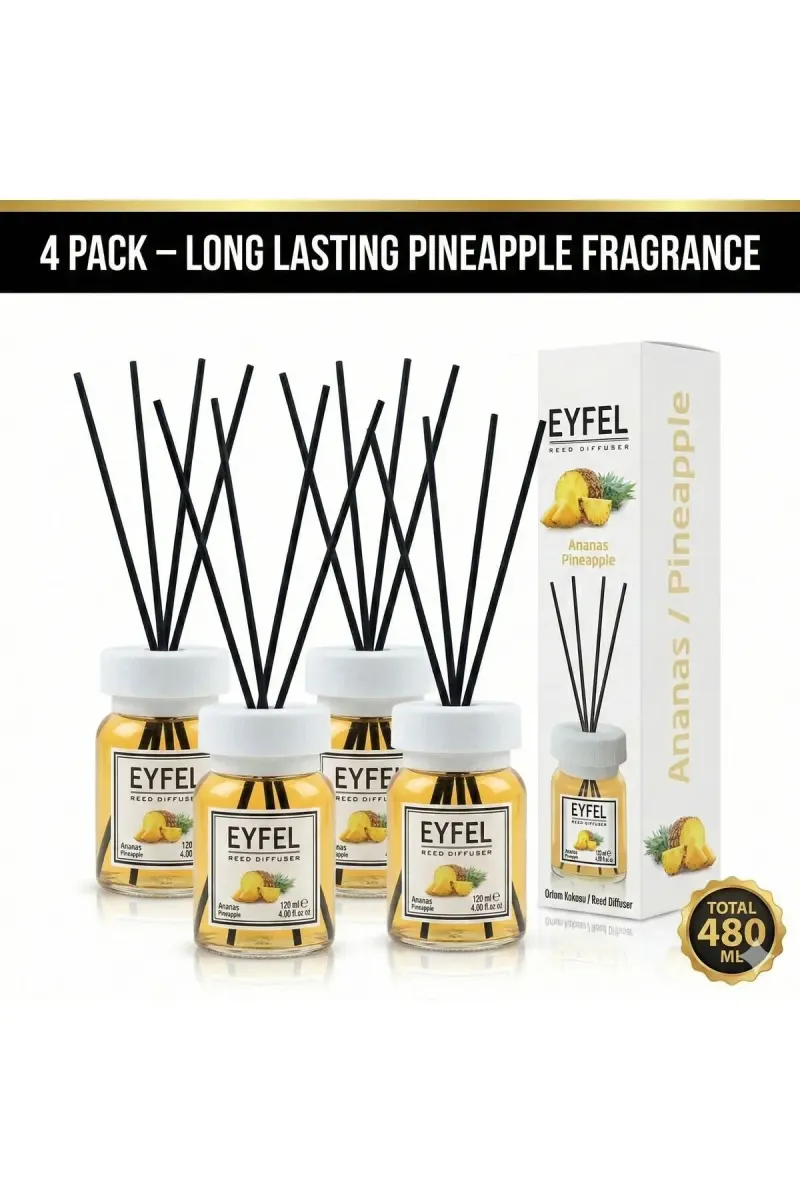 Room Freshener with Sticks, Pineapple, 120ml x4