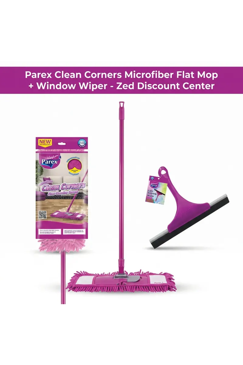Clean Corners Microfiber Flat Mop + Window Wiper (set of 2)