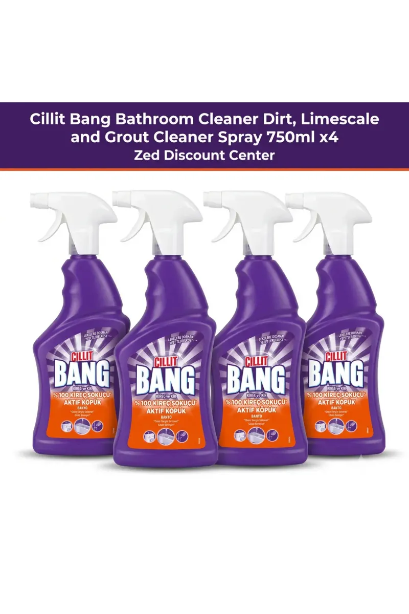 Bathroom Cleaner Dirt, Limescale and Grout Cleaner Spray 750ml x4
