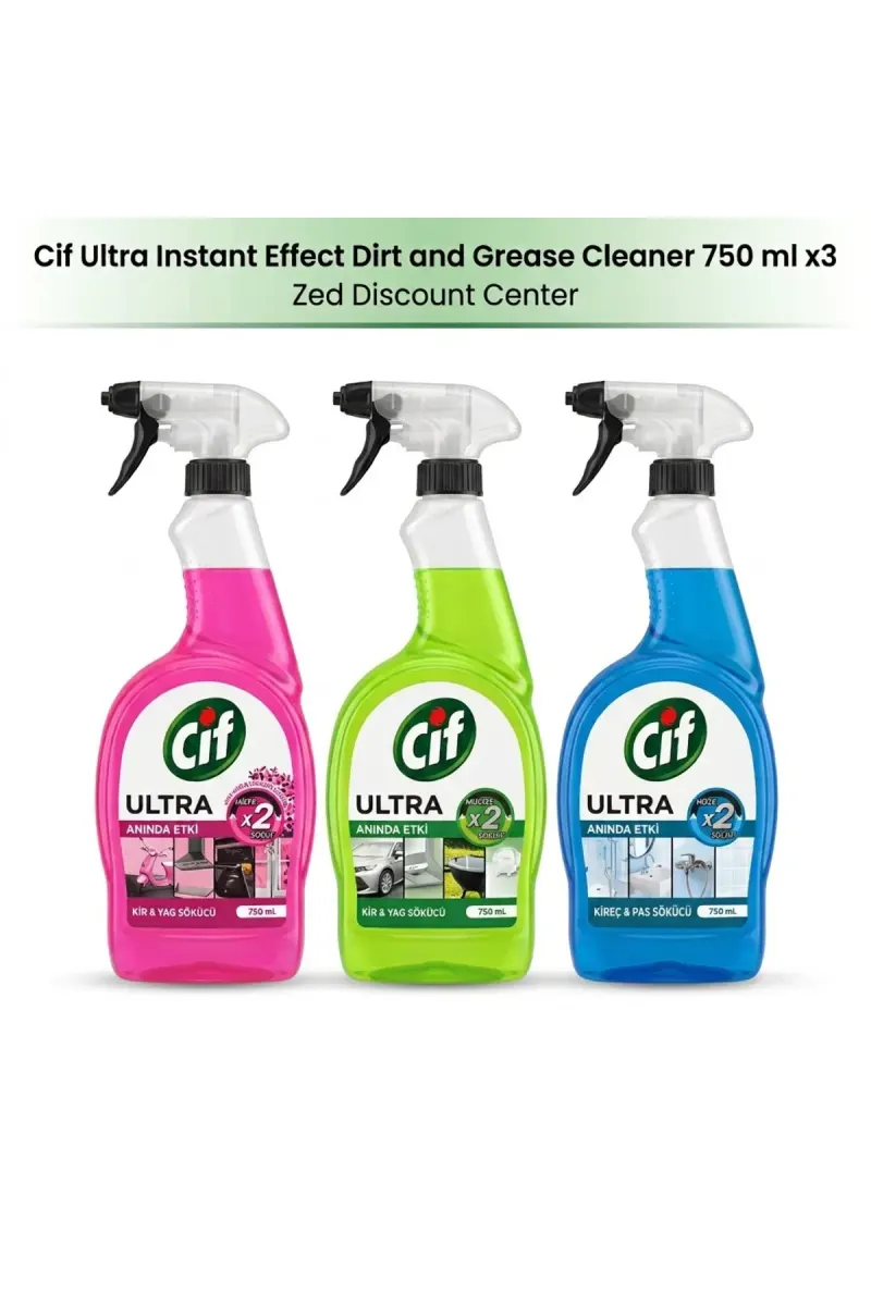 Ultra Spray Instant Effect 3-Piece Set: Dirt & Grease Remover x1, Sakura Spray x1, Limescale and Rust Remover x1 (3 x 750ml)