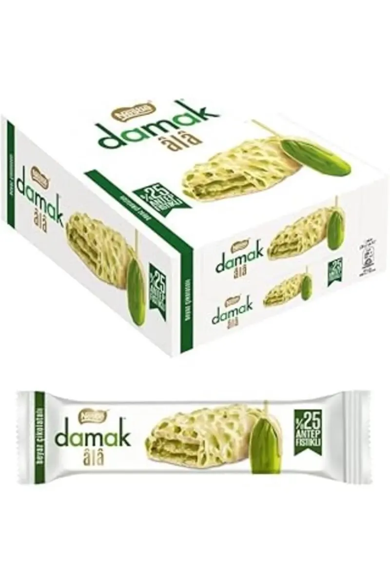Nestlé Damak Ala Pistachio Cream and Pistachio White Chocolate Covered Wafer 12 X 30g