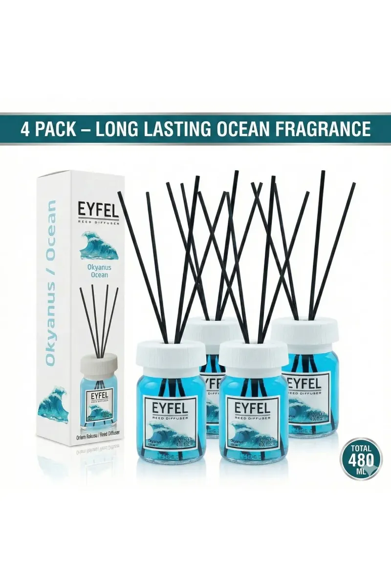 Room Freshener with Sticks, Ocean, 120ml x4