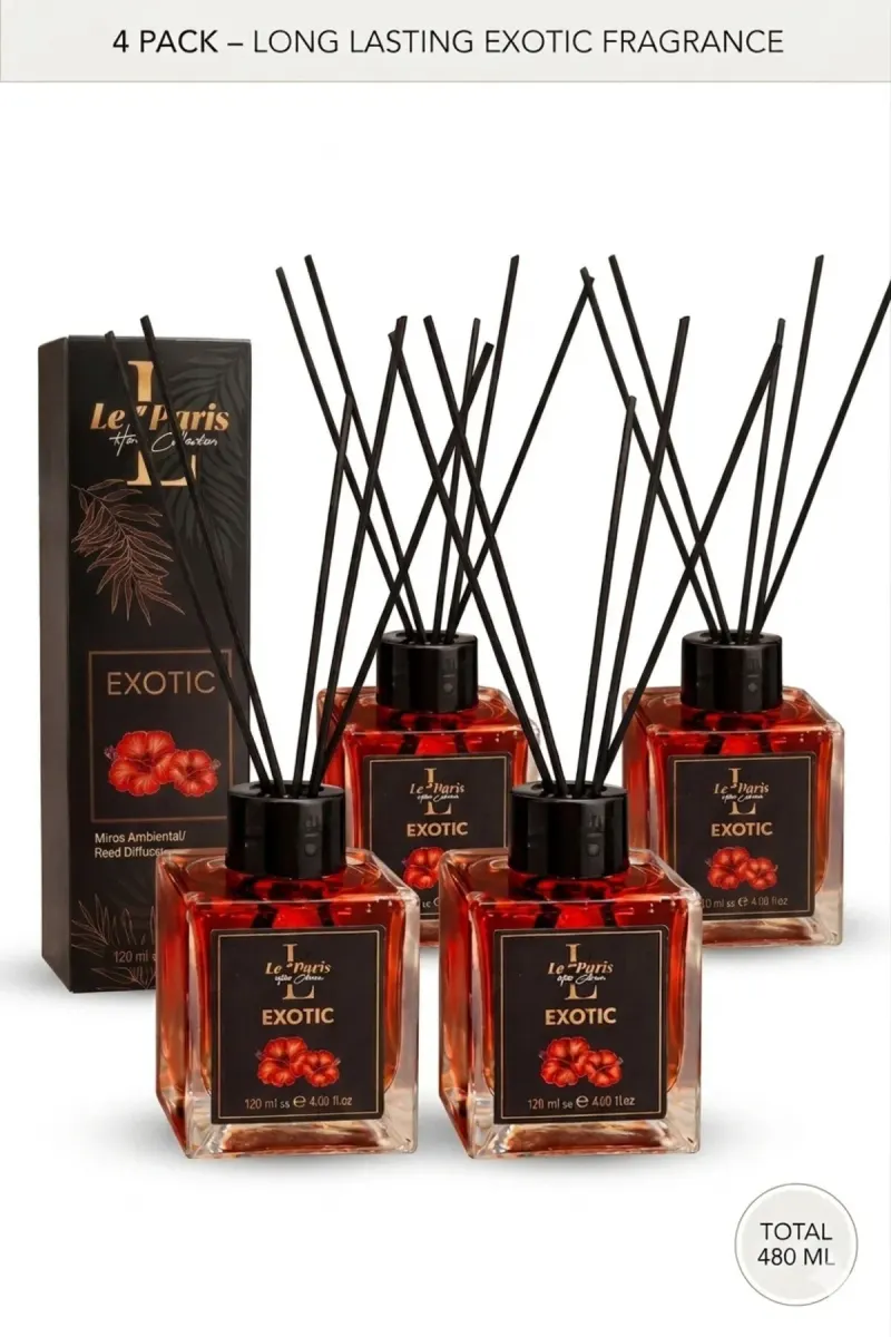 Premium Reed Diffuser 4x120ml, Long-Lasting Scent - Exotic