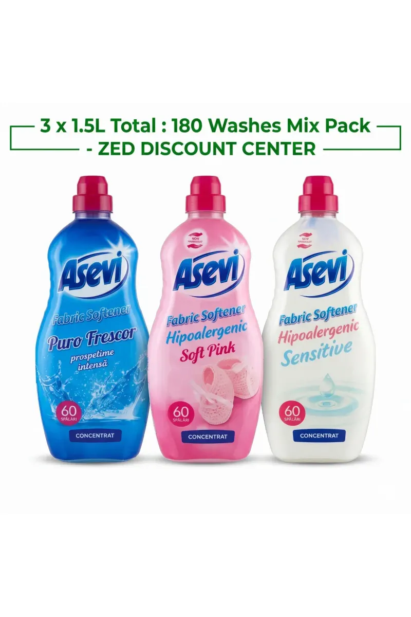 Fabric Softener Mix Pack 3x1.5L (180 Washes) - Fresh, Pink & Sensitive
