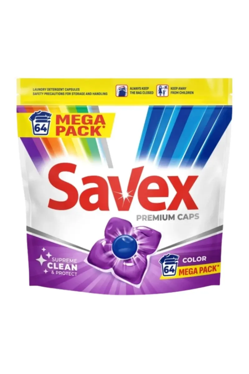 Detergent rufe Savex capsule color, 64 buc
