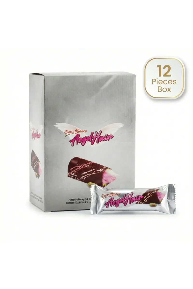 Angel Hair Milk Chocolate Coated Pistachio Cream & Pink Cotton Candy Bars 12pcs x 45g