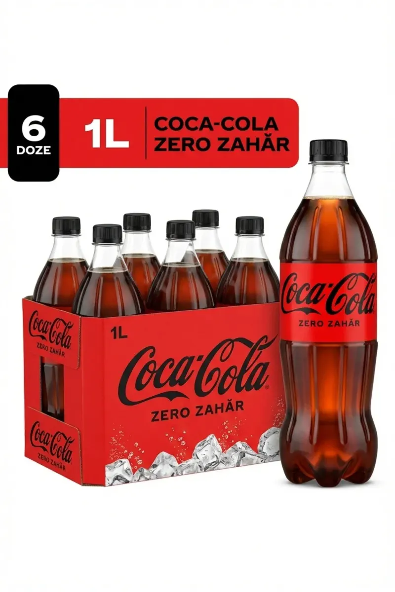COCA COLA ZERO, 1LT x 6 PIECES, PET