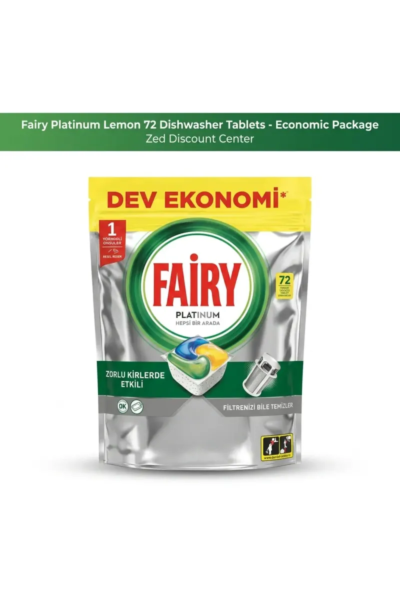 Platinum Lemon 72 Dishwasher Tablets - Economic Package