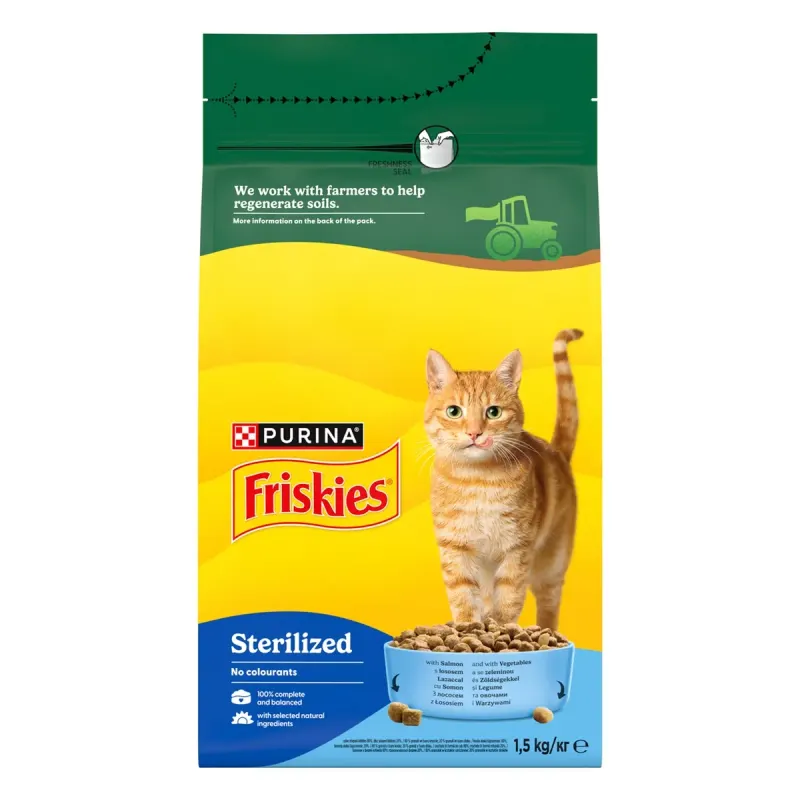 Friskies Hrana Uscata Pisici Sterile Somon si Legume 1,5 Kg