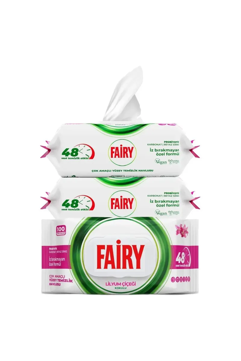 Surface Cleaning Wipes, Lily Flower, 3 x 100 pack
