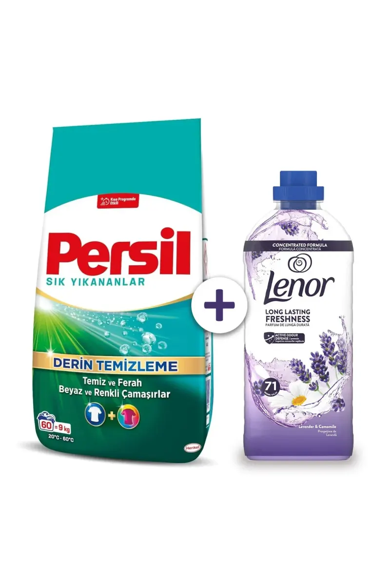 Family Saver Pack: Powder 9kg + Lenor Lavender & Camomile Softener 71 Washes
