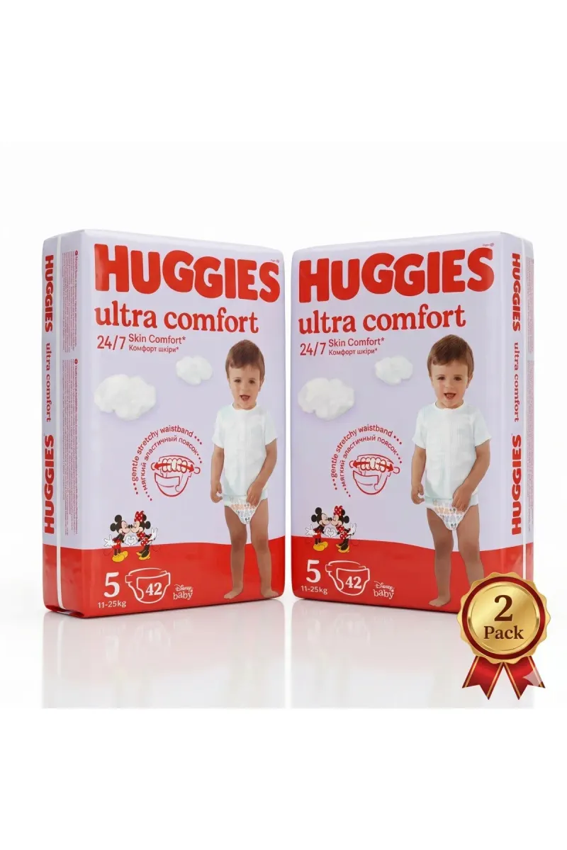 Ultra Comfort Diapers Size 5 (11–25 kg) – 2 Pack (2 x 42 Count) – 24h Skin Comfort, Soft & Breathable