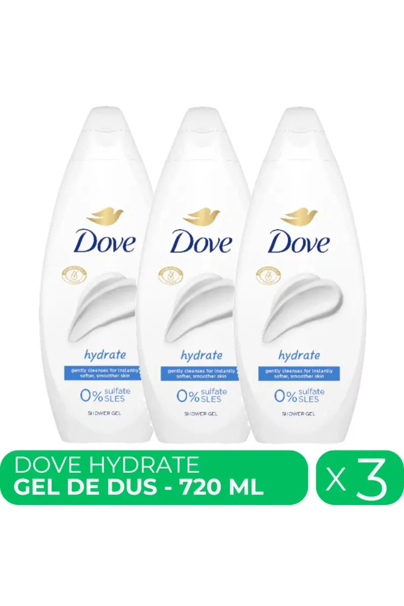 Hydrate, moisturizing shower gel, 3 pcs x 720 ml