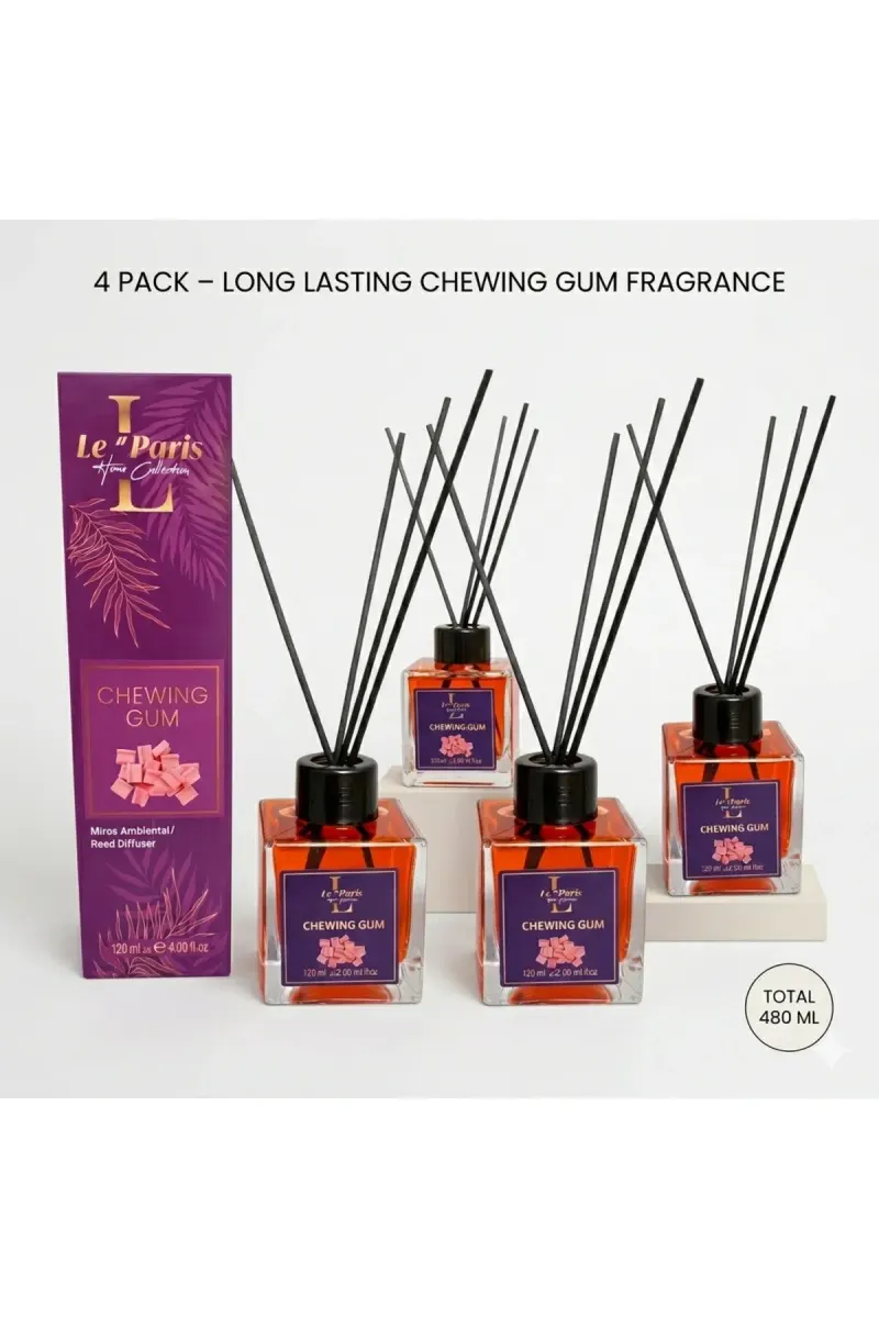 Premium Reed Diffuser 4x120ml, Long-Lasting Scent - Chewing Gum