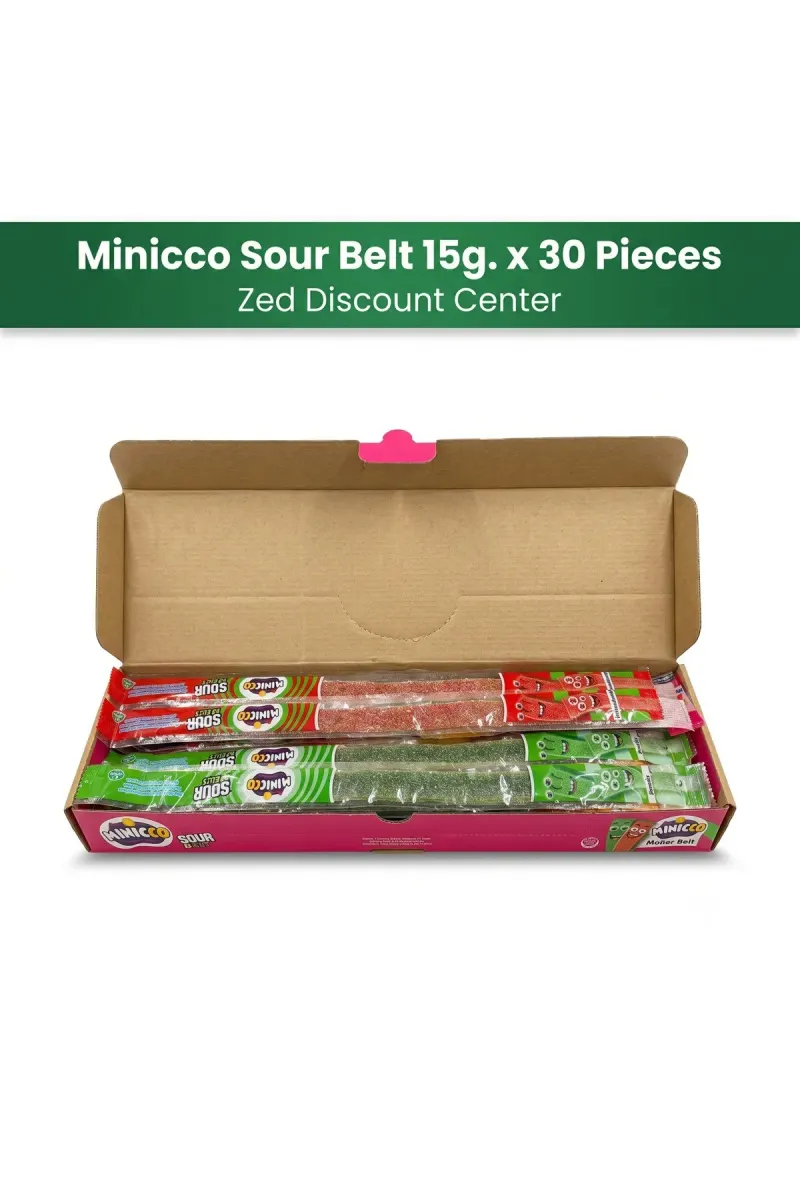 Minicco Sour Belt Multicolour Mixed Flavour 15g. x 30 Pieces