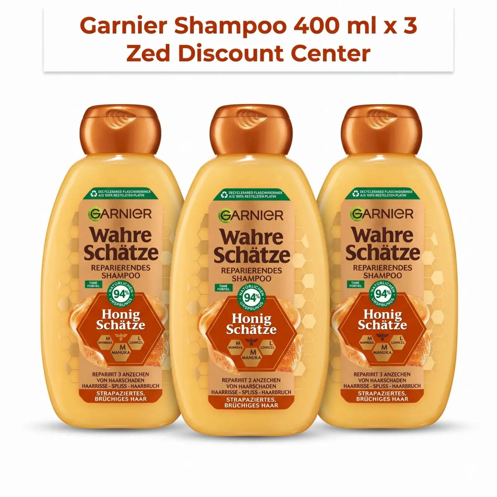 Garnier Honey Treasures Repairing Shampoo 400ml x 3pack