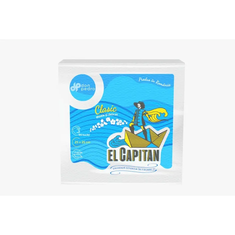 EL CAPITAN 100 Servetele Albe 25 X 25 cm 1 strat