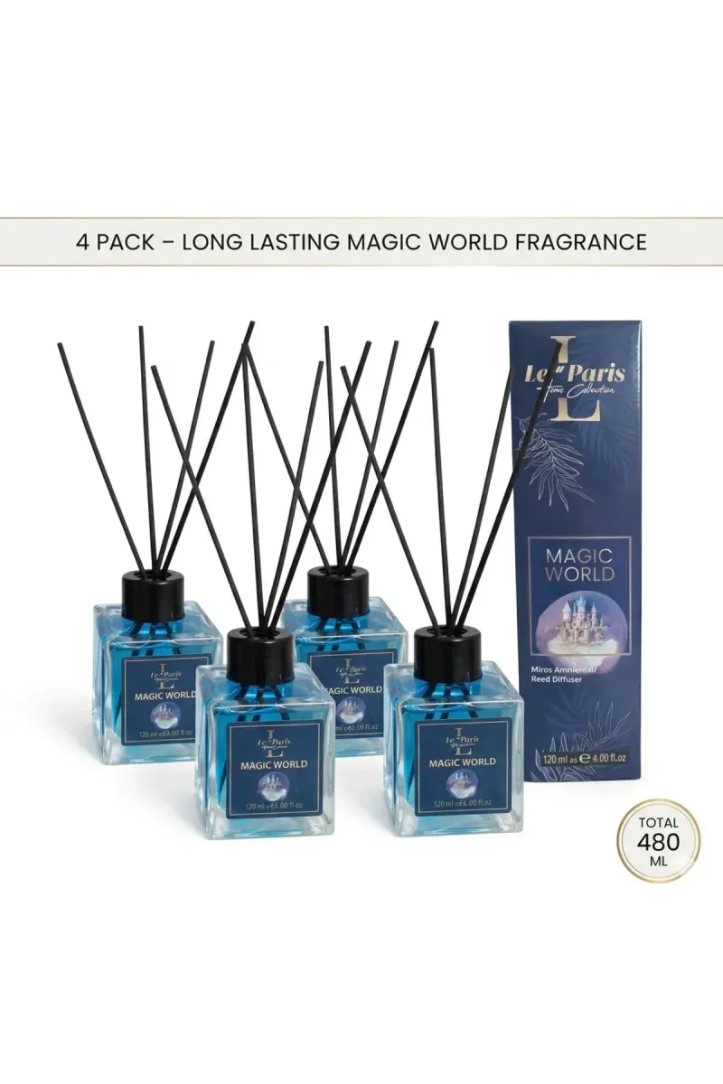 Premium Reed Diffuser 4x120ml, Long-Lasting Scent - Magic World