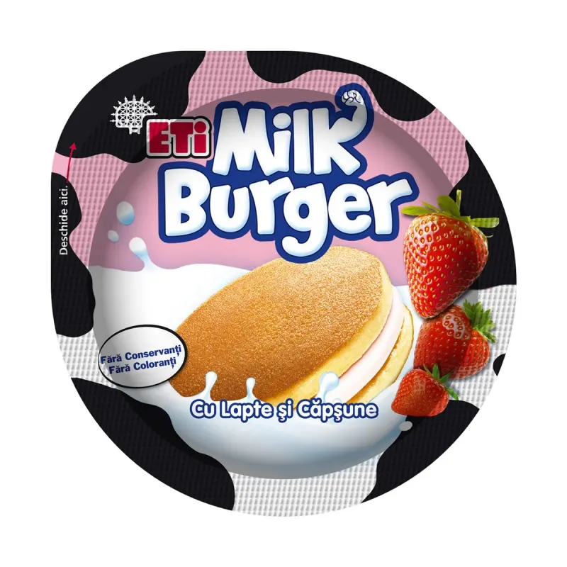 ETi MilkBurger Prajitura Lapte & Capsuni 35 g