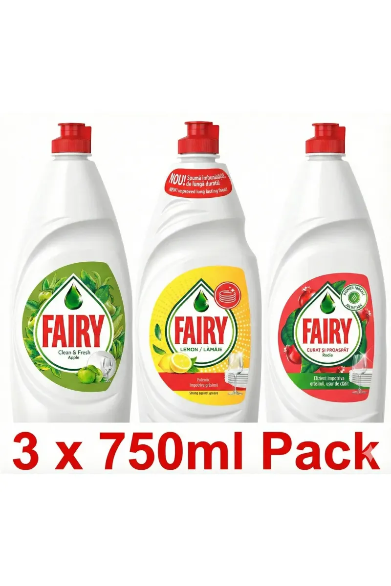 Liquid Dishwashing 3 x 750ml ALL PACK. Lemon - Apple - Pomegranate