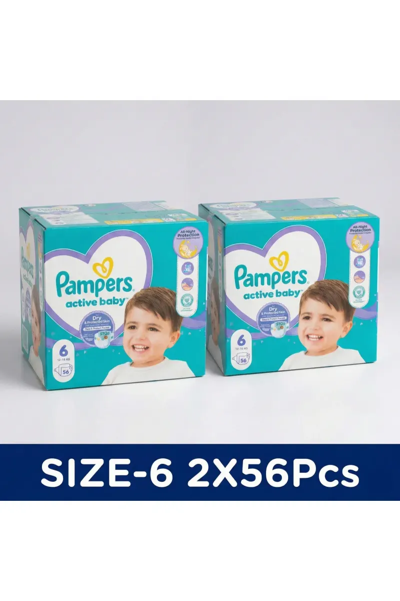 Active Baby Diapers, No. 6, 13-18 kg, 2 x 56 pieces
