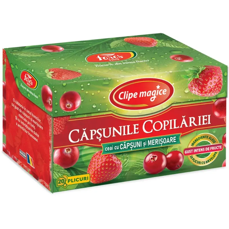 Fares Clipe Magice 20 Pliculete x 2 g Ceai Capsuni & Merisoare 40 g