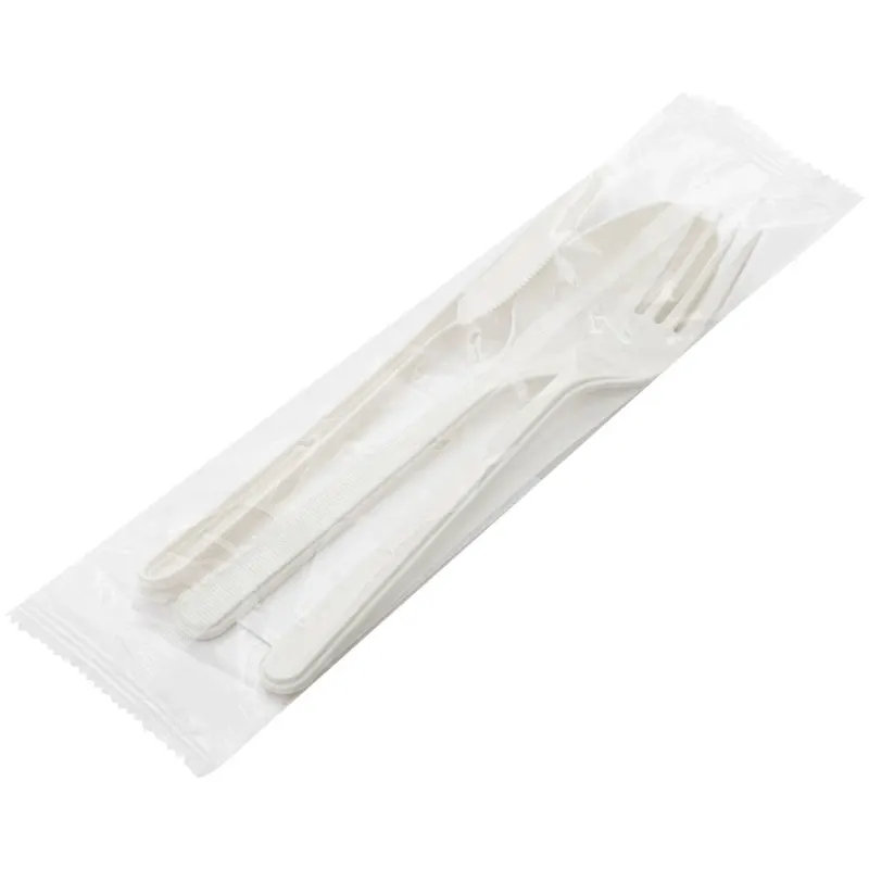 QualityPack Tacamuri Reutilizabile Lingura, Furculita, Cutit si Servetel 50 Seturi